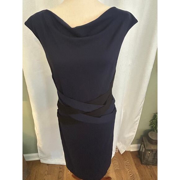 ESCADA Cowl Neck Knee-Length Disabell Dress in Midnight Blue - Picture 7 of 11